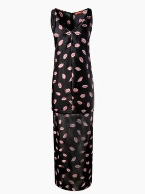 NWT Altuzarra Katrin Silk Lip Print Maxi Dress Slip, Designer, Luxury, Valentine